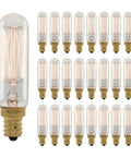 Old School Vintage Style 25W T6 Incandescent E12 Candelabra Bulb Warm White 2200K Clear Glass 120V Nostalgic Screw In Pack Of 25