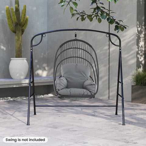 Heavy Duty Hammock Stand With A Frame For Porch Lawn Garden Backyard Supports Up To 660 Lbs Four Reinforced Crossbars Two Hanging Options Indoor Outdoor Swing Frame shown without swing