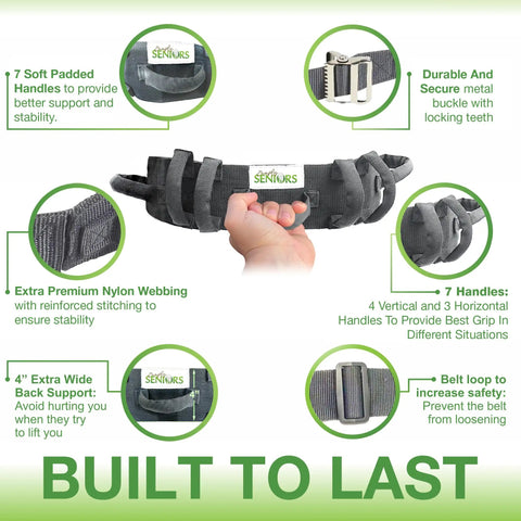 Seven Handle Gait Belt for Seniors Easy Quick Release Transfer Belt With Seven Handles for Stable Caregiver Friendly Assistance