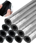 10 Pack Self Adhesive Pipe Insulation Foam Tubes With Aluminum Foil Wraps For Spigots And Outdoor Pipes, Winter Freeze Protection