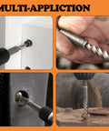 6 Piece Screw And Bolt Extractor Set for removing broken bolts and stripped screws in various materials, close-up and applications.