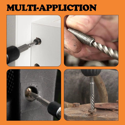 6 Piece Screw And Bolt Extractor Set for removing broken bolts and stripped screws in various materials, close-up and applications.