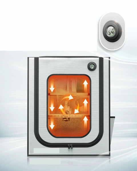 3D Printer Enclosure With LED Light And Fireproof Cover For A1 Compatible Models, clear window showing interior heat flow indicators