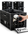 Stackable Wine Storage Crates Modular System For Cabinets And Cellars, 12 Bottle Capacity Per Crate, shown stacked and in use