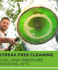 Man using 11 Inch Surface Cleaner For Pressure Washers Universal Attachment With 1/4 Inch Quick Connect Eliminates Stripes On Driveways Sidewalks Patios And Decks Durable Build For Fast Even Cleaning 1 Year Warranty