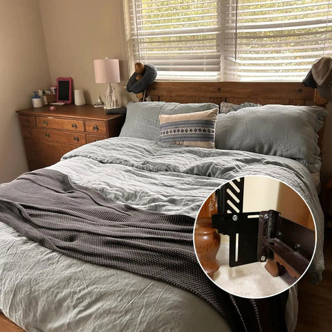Full To Queen Conversion Kit Pair Of Adjustable Headboard Brackets For Metal Bed Frames Quick Install No Sweat Setup Slides Four Inches For Super Room Upgrade in bedroom setup.