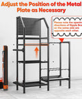 Heavy Duty Garage Fishing Rod Rack Three Tier Adjustable Metal Holder For Up To 18 Rods Pegboard Mountable Storage shown