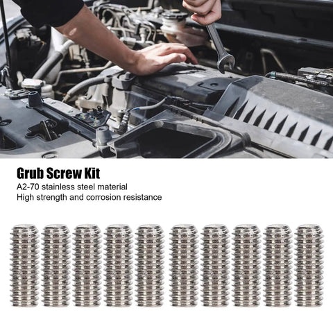 Set Screw Kit, 50 Pieces, A2 70 Stainless Steel Internal Hex Grub Screws M2x3, M2.5x3, M3x3 for Car Repair use shown in engine bay