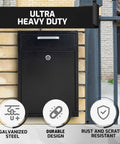 Locking Mailbox Wall Mount Outdoor Steel With Keys Large Weatherproof Drop Box attached to brick wall, galvanized steel.