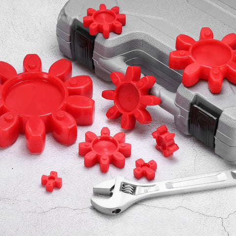4 Pack GS28 Jaw Coupling Inserts Red Urethane Flexible Solid Center Inserts for L Jaw Couplings Beefy Durable Vibration Dampening Drive Component for Mechanical Mounting and Smooth Power Transfer, red urethane inserts with wrench