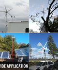 3000W Wind Turbine Generator for 12V 24V 48V Systems with MPPT Controller installed outdoors in various settings