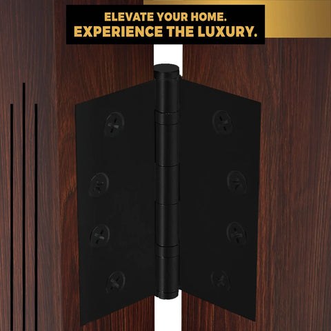 Heavy Duty Ball Bearing Door Hinges 4x4 Inch Set Of 3 Solid Brass Matte Black Flat Finish For Heavy Doors on wooden door