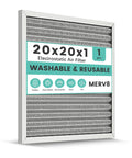 Washable Electrostatic 20X20X1 Furnace Air Filter MERV 8 shown leaning against a white background