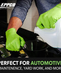 Top Shelf 6 Mil Nitrile Disposable Gloves With Ridged Grip For Mechanics Car Guys And Industrial Pros Powder Free Latex Free Tough As Nails Texture In Bright Lime Green X Large Case Of 900 used for automotive maintenance.