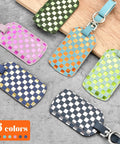 Colorful checkered leather luggage tags in six colors, Leather Luggage Tag Set Three Pack TSA Approved Travel Essentials For Women Bag Tags