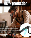 Man wearing Clear Side Shield Accessory For Ray Ban Meta Wayfarer Skyler Headliner Gen 2 And Oakley Meta HSTN Smart Glasses.