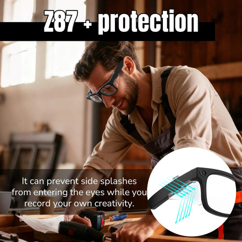 Man wearing Clear Side Shield Accessory For Ray Ban Meta Wayfarer Skyler Headliner Gen 2 And Oakley Meta HSTN Smart Glasses.