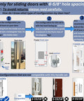 Diagram illustrating installation options and specifications for Sliding Glass Door Handle Set With Lock In White Aluminum Finish.