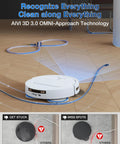 Deebot T50 Pro Omni Robot Vacuum And Mop with AIVI 3D obstacle avoidance on wooden floor, showcasing smart cleaning technology.