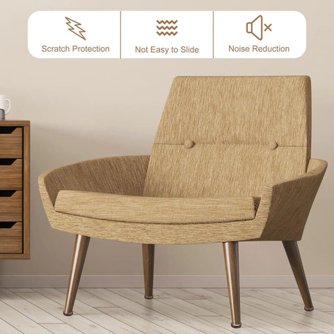Four Pack Round Felt Furniture Sliders Smooth Floor Glides For Table And Chair Leg Protectors Heavy Duty Black Glide Pads Save Hardwood Surfaces From Scratches Slide Like Butter Always on a modern chair with wood legs.