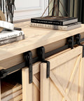 4 Foot Mini Bypass Barn Door Hardware Kit For Two Doors With Premium Carbon Steel Track Capable Of 110 Lbs For Cabinet TV Stand And Cupboard
