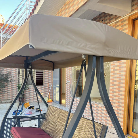 Outdoor Swing Canopy Replacement Cover For 3 Seater Porch Swing Waterproof Top Shade For Patio And Garden Durable Polyester