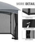 Replacement Gazebo Netting Screen 10x10 Universal Four Panel Rugged Mosquito Mesh Sidewalls With Double Zippers detail view
