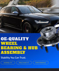 Image of a wheel bearing and hub assembly for Hyundai Santa Fe Santa Fe Sport Veracruz and Kia Sorento, OEM replacement.