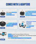 5 adapters included in 3L Brake Bleed Kit With Manual Brake Bleeder Vacuum Pump for various vehicle models.