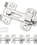 Top view of 4 pack brushed nickel stainless steel barn door latches 2.75 x 2.02 inches with screws for barn gate and cabinet use.