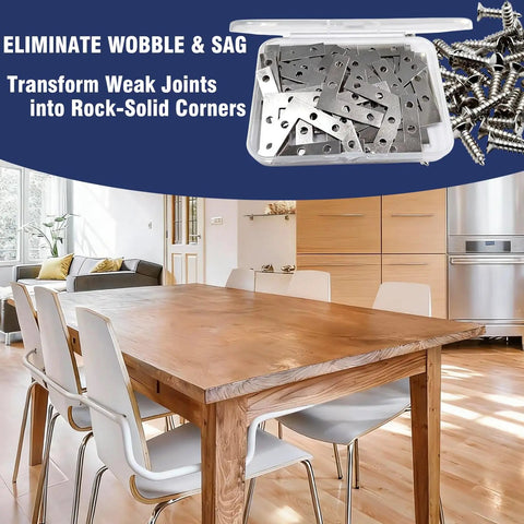 Heavy Duty Steel L Shape Corner Brackets 1.5 Inch Rock Solid Furniture Shelf Braces With Mounting Screws For Cabinet Table Woodworking And Straightforward DIY Projects 50 Pack in a storage case with screws.