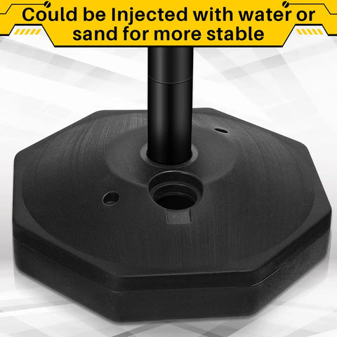 Four 34 Inch Plastic Traffic Delineator Cones With Weighted Fillable Base Portable Safety Posts close-up of base design