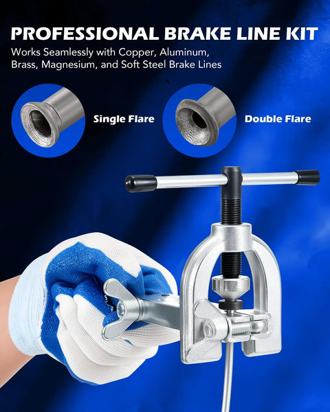 Ditch The Guesswork With A Pro Grade Three Sixteenth Inch Brake Line Flaring Kit tool showcasing single and double flares