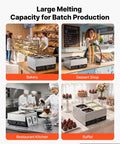 Heavy Duty Commercial Chocolate Melting Machine, Four Tank Water Bath Heater, Smooth Operator Build With Precision Temp Control Keeps Your Batch Clean And Legit For Bakeries showcased in bakery and dessert shop settings.