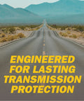 Open road with text 'Engineered for Lasting Transmission Protection' highlighting NS3 Synthetic CVT Transmission Fluid For Nissan And Mitsubishi Systems 4L Bottle Keeps Gear Shifts Smooth No Shudder Reduces Wear And Tear Provides Cold Weather Protection And Prolongs Transmission Health qualities.