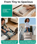 Foldable 37L Travel Bag That Expands Into A Spacious Weekender For Women, shown folded in a drawer, packed in luggage and carried up stairs.