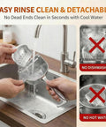Heavy Duty Manual Lime Squeezer For Lemons Oranges & Grapefruits Large Citrus Juicer being rinsed in sink.