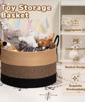 XXXLarge Woven Rope Basket For Blankets And Pillows With Long Handles Oversized Cotton Rope Basket in a nursery room.