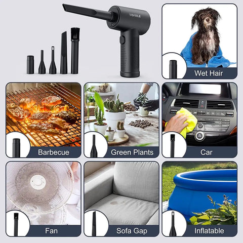 2 In 1 Cordless Air Duster with 120000 RPM Turbo Power and 7600mAh Battery for diverse cleaning applications