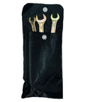 7 Piece Universal Motorcycle Repair Tool Kit with Travel Bag showing spark plug wrenches in a black carrier