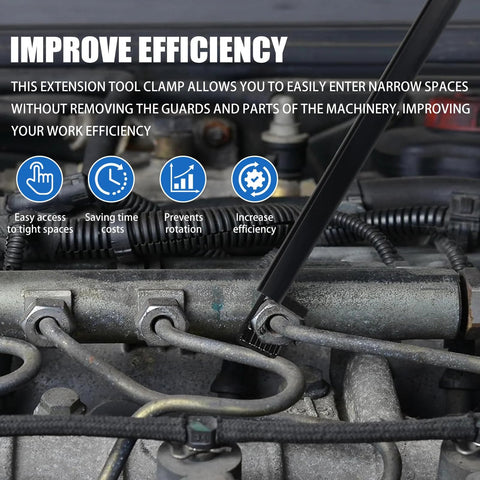 Adjustable Extension Clamp Wrench Tool For Tight Spaces That Holds Nuts Bolts And Hose Clamps with extension in engine bay