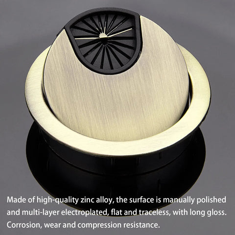 2 Pack 2 Inch Metal Desk Grommet Bronze Finish With Removable Lids For Cable Management Fits 2 Inch Hole Zinc Alloy Desk Cable Organizer