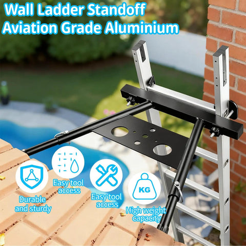 Rock Solid Heavy Duty Extension Ladder Stabilizer With Wide Legs Handles 300 Pounds And Keeps You Locked In On The Roof For Flawless Outdoor Projects And Dead Set Safe Climbing