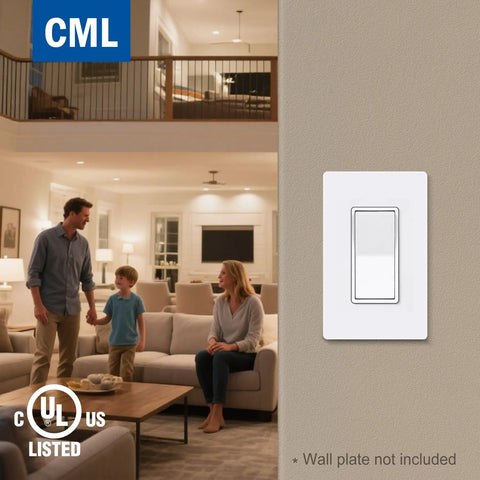 20 Pack 3 Way Decorator Paddle Rocker Wall Switch White Finish For Single Pole Or Three Way 15A 120 277V UL Listed