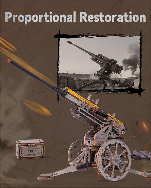 Anti Aircraft Gun Mechanical Model Kit With Semi Automatic Firing Action, Dope 3D Wooden Puzzle For Adults, DIY Rubber Band Gun Toy, Interactive Building Model Kit For Fun And Creative Play, wooden turret model