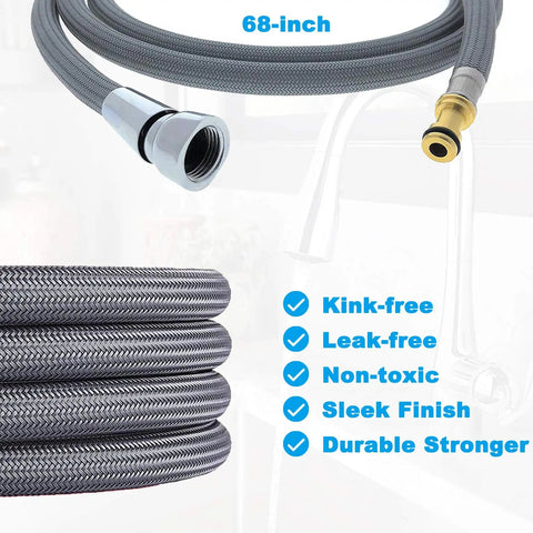 Pull Down Hose Kit For Moen Faucets 68 Inch Upgraded Version Replacement Part 150259 And 187108 shown with metal connectors