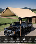 30 Degree Slanted Pergola Bracket Kit for 4x4 Wood Pergolas shown as carport with truck under canopy.