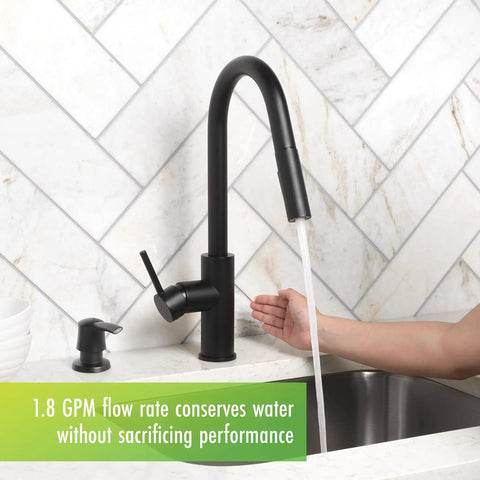 Touchless Kitchen Faucet With Pull Down Sprayer Matte Black Finish Motion Sensor High Arc Spout 1.8 GPM Flow