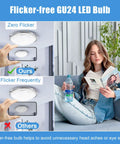 Ultra Bright 5000K Daylight GU24 LED Bulbs 9W 60W Equivalent 900 Lumens CRI 85 Plus A19 Shape shown with woman reading.
