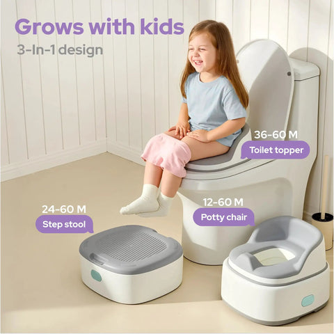 Easy Peasy 3 In 1 Toddler Potty Training Seat With Cushy Seamless TPE Lid Wide Splash Guard And Sturdy Step Stool For Stress Free Potty Training Adventures At Home Or On The Go